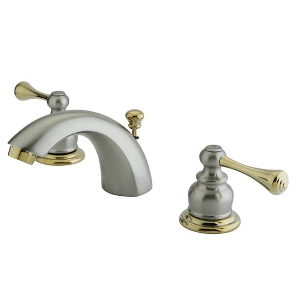 Mini-Widespread Bathroom Fct, Brushed Nickel/Polished Brass